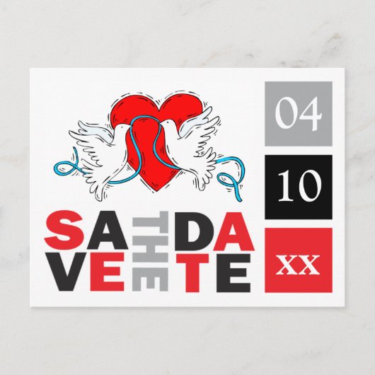 Hochzeitdoves Herz speichern Daten Vorlage (Vorderseite)