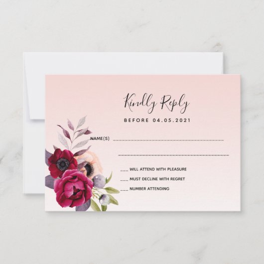 Hochzeitdrossel Rose Goldblütengold UAWG RSVP Karte (Vorderseite)