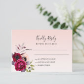 Hochzeitdrossel Rose Goldblütengold UAWG RSVP Karte (Stehend Vorderseite)