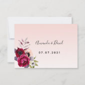 Hochzeitdrossel Rose Goldblütengold UAWG RSVP Karte (Rückseite)