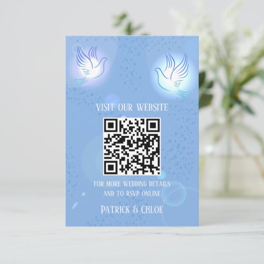 Hochzeiteinladung Dove Blue Lighting Begleitkarte (Stehend Vorderseite)