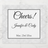 Hochzeitelegante Damaskus-Namen und Datum hinzufüg Schaumweinetikett (Einzelnes Label)