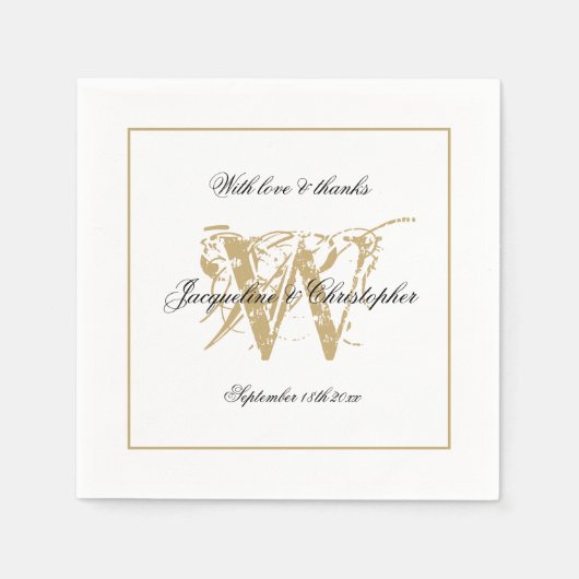 Hochzeitelegante Monogram Classic Vintag Chic Serviette (Vorderseite)
