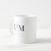 Hochzeitelegantes, modernes Monogramm-Blatt Kaffeetasse (Vorderseite Links)