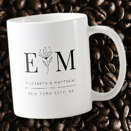 Hochzeitelegantes, modernes Monogramm-Blatt Kaffeetasse