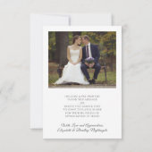 Hochzeitelegantes Monogram White Hearts Foto Dankeskarte (Rückseite)