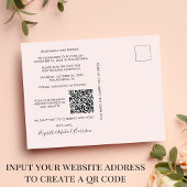 Hochzeitempfang Foto QR Code Save the Date rosa Ankündigungspostkarte
