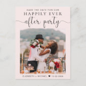 Hochzeitempfang Foto QR Code Save the Date rosa Ankündigungspostkarte (Vorderseite)