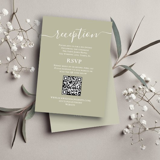 Hochzeitempfang QR Code UAWG Sage Green Begleitkarte