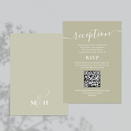 Hochzeitempfang QR Code UAWG Sage Green Begleitkarte