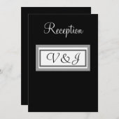 Hochzeitempfangsmonographie Schwarz-weiß Einladung (Vorne/Hinten)