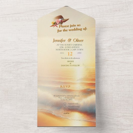 Hochzeiten am Meer am Strand All In One Einladung (Innen Boden)
