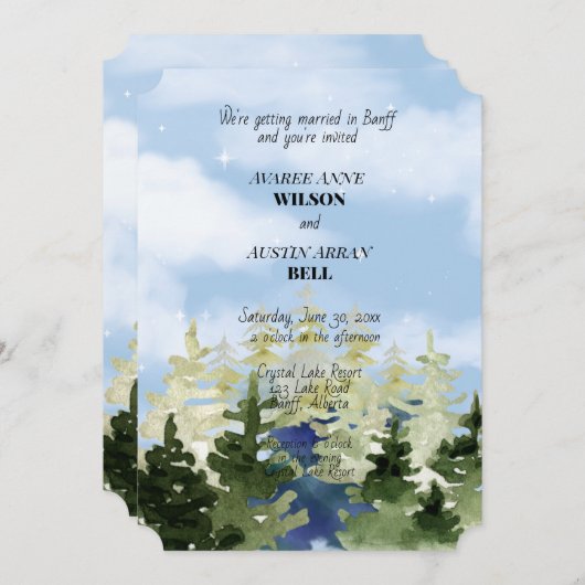 Hochzeiten am See im Gebirge Einladung (Vorne/Hinten)