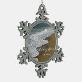 Hochzeiten am Strand und am Meer Schneeflocken Zinn-Ornament (Links)