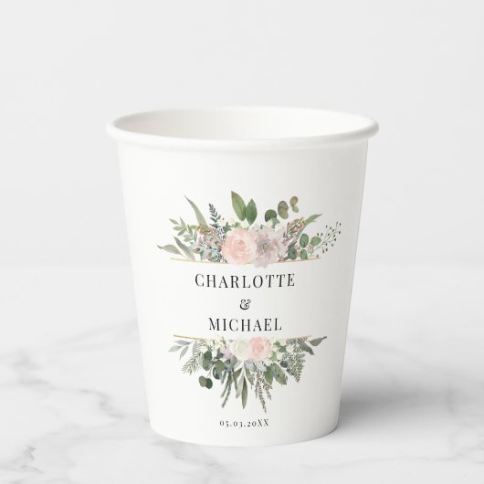 Hochzeiten Eukalyptus-Blume Pappbecher (Rückseite)