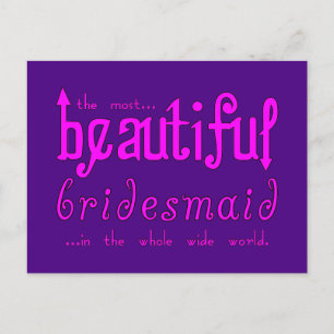 Hochzeiten Gastgeschenke Danke schön Bridesmaid Postkarte