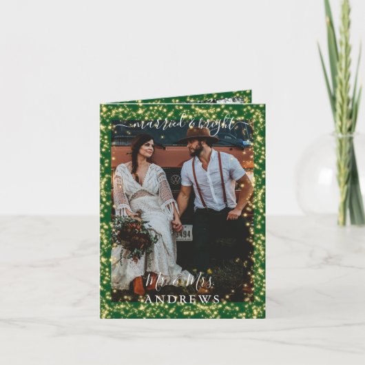 Hochzeiten handschriftlich Verheiratet & hell 3 Fo Dankeskarte (Vorderseite)