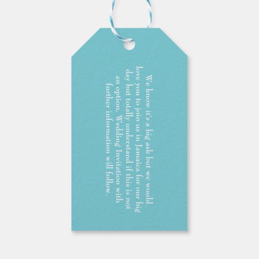 Hochzeiten im Ausland Save the Date Jamaika Geschenkanhänger (Rückseite)