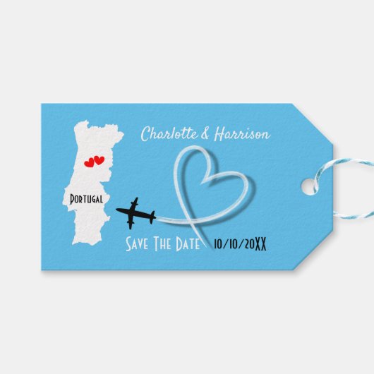 Hochzeiten im Ausland Save the Date Portugal Geschenkanhänger (Vorderseite (Horizontal))
