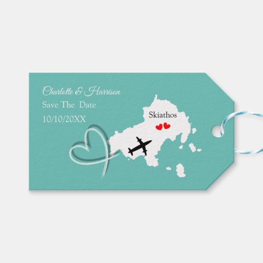 Hochzeiten im Ausland Skiathos Save the Date Geschenkanhänger (Vorderseite (Horizontal))