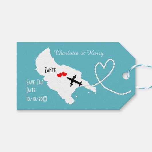 Hochzeiten im Ausland Zante Save the Date Geschenkanhänger (Vorderseite (Horizontal))