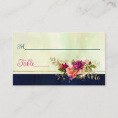 Hochzeiten in aquamarin, Navy, Green, Gold Florals Platzkarte (Vorderseite)