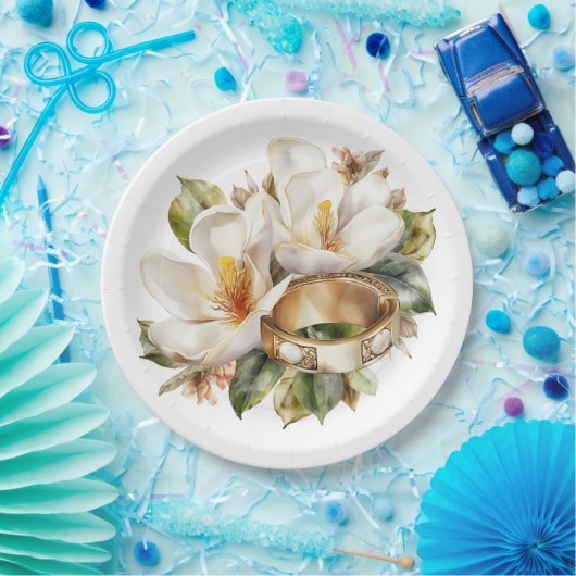 Hochzeiten in Magnolien und Gold Pappteller (Party)