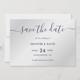 Hochzeiten in Navy und Silver Modern Save The Date
