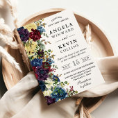 Hochzeiten in Rot und Navy-Winter-Blume Einladung