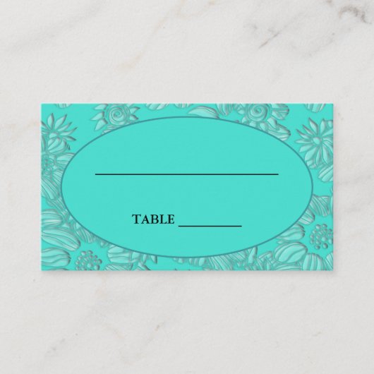 Hochzeiten in Türkis und Oval Platzkarte (Vorderseite)
