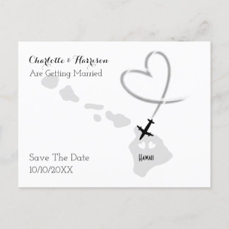 Hochzeiten in Urlaubsort Hawaii Save the Date Ankündigungspostkarte