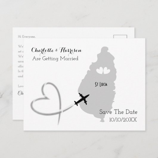 Hochzeiten in Urlaubsort St Lucia Save the Date Ankündigungspostkarte (Vorne/Hinten)