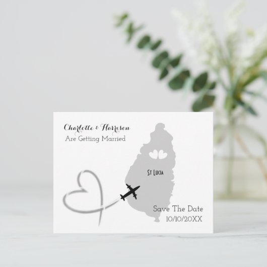 Hochzeiten in Urlaubsort St Lucia Save the Date Ankündigungspostkarte (Stehend Vorderseite)