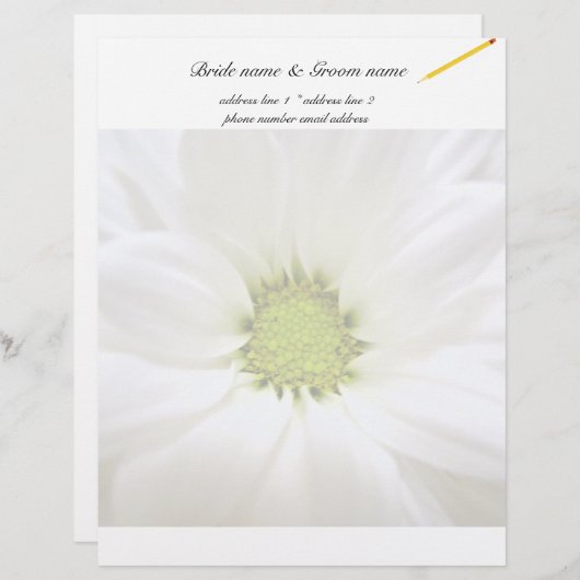 Hochzeiten in weißer Blume Briefbogen (Vorne/Hinten)