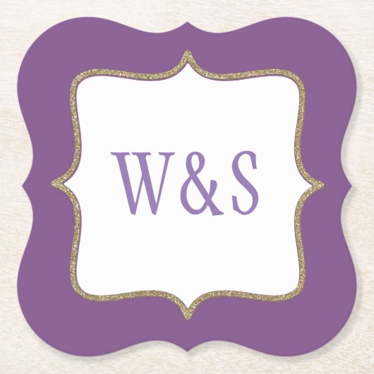 Hochzeiten Lila Mit Monogramm Untersetzer (Vorderseite)