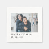 Hochzeiten Minimal Foto Einfach Elegant Modernes Serviette (Vorderseite)