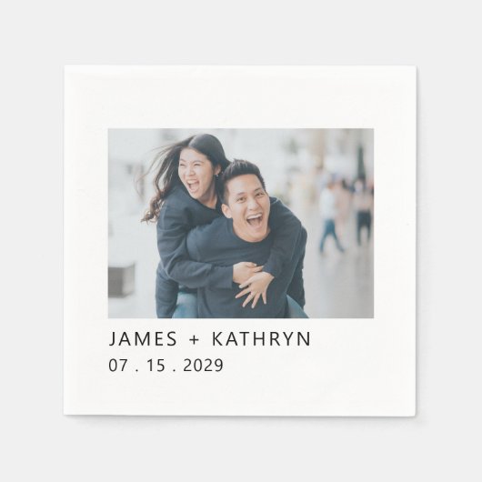 Hochzeiten Minimal Foto Einfach Elegant Modernes Serviette (Vorderseite)