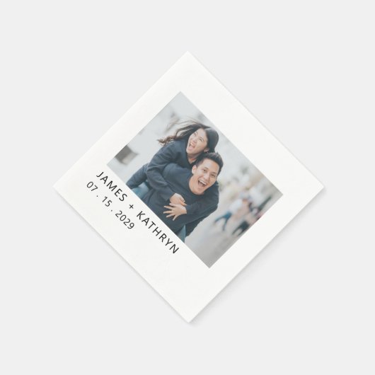 Hochzeiten Minimal Foto Einfach Elegant Modernes Serviette (Ecke)