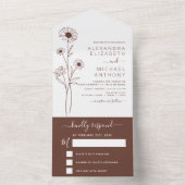 Hochzeiten Minimalistische botanische Blumenstrauß All In One Einladung (Innen Boden)