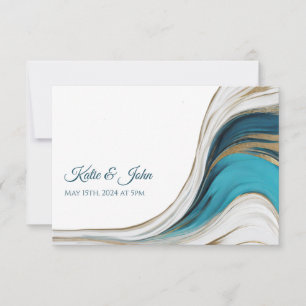 Hochzeiten Modernes Abstrakt-Blau und Gold- RSVP Karte