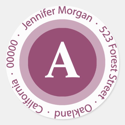 Hochzeiten Monogramm Rücksendeadresse Boysenberry Runder Aufkleber (Vorderseite)