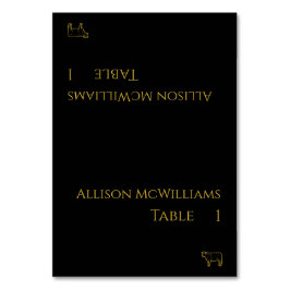 Hochzeiten Platzkarten - Meat Icon-Black und Gold- Tischnummer