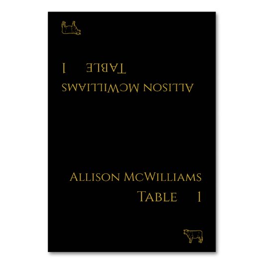 Hochzeiten Platzkarten - Meat Icon-Black und Gold- Tischnummer (Vorderseite)