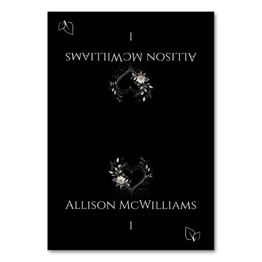 Hochzeiten Platzkarten-Vegetarisches Icon-Blume Tischnummer (Vorderseite)