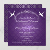Hochzeiten Probe Abendessen Birds Monogramm Lila Einladung (Vorne/Hinten)