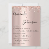 Hochzeiten Rose Gold Monogram Tropfen Schwarz-weiß Einladung (Vorderseite)