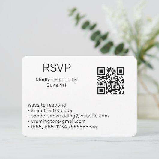 Hochzeiten Schwarz-weißer UAWG Online QR Code Foto Begleitkarte (Stehend Vorderseite)
