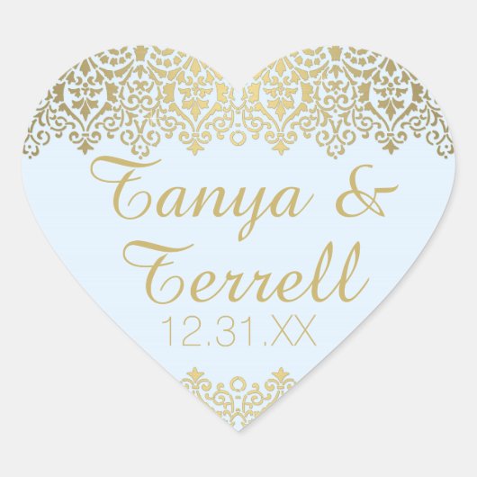 Hochzeiten Umschlag Aufkleber Vintag Golden Lace E (Vorderseite)