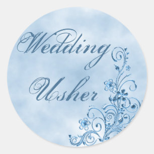 Hochzeiten Usher Umschlag Aufklebers: Sky Blue Ele Runder Aufkleber