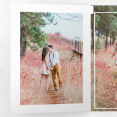 Hochzeiten von Blüten, Navy und Gold Dreifach Gefaltete Einladung (Innen Erste Seite)